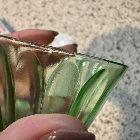 Set of Four Green Depression Glass Cups - Picture 3 of 3